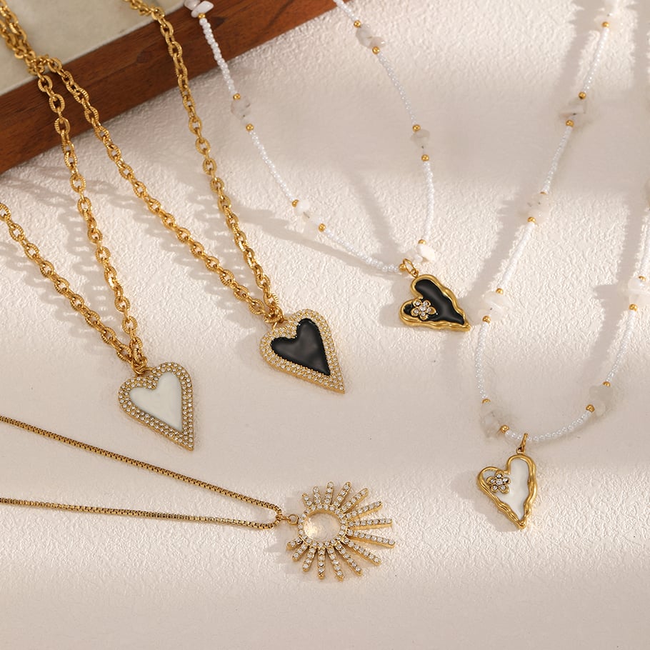 1 stuk Retro Hart Roestvrijstalen Goudkleurige Hanger Ketting Afbeelding2