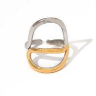 Gold and silver color/One size/One piece ring Imagen2