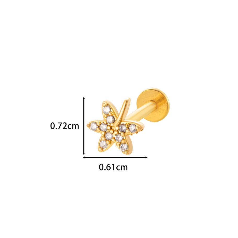 1 Piece Butterfly Copper Gold Color Zircon Piercing Earring Picture2