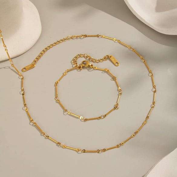 Chain Stainless Steel Gold Color Necklace Set