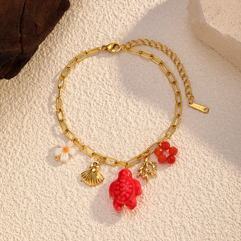 1 Stück Seestern-Charm-Armband aus Edelstahl in Goldfarbe Bild3