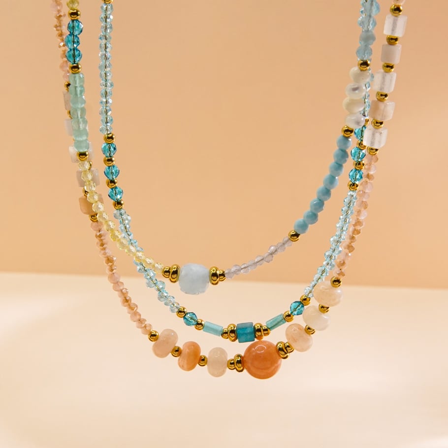 Sweet Elegant Stainless Steel Women‘s Beaded Necklaces Picture2