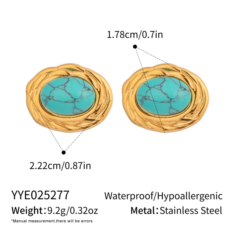 1 paire de boucles d'oreilles à tige simples et élégantes en acier inoxydable couleur or pour femme