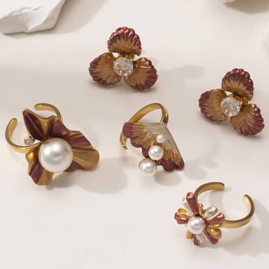 1 Piece Romantic Flower Stainless Steel Statement Ring h5 Picture2
