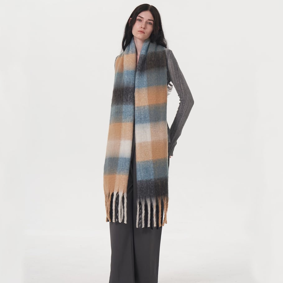 1 Stück Retro Plaid Polyester Damen Winterschals Bild3