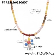P1755-Abaküs Boncuklu Çiçek Kolye Ucu-40+5cm Resim7