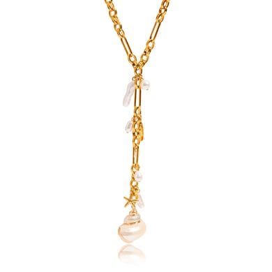 Collier avec pendentif coquillage en acier inoxydable doré pour femme, 1 pièce h5 