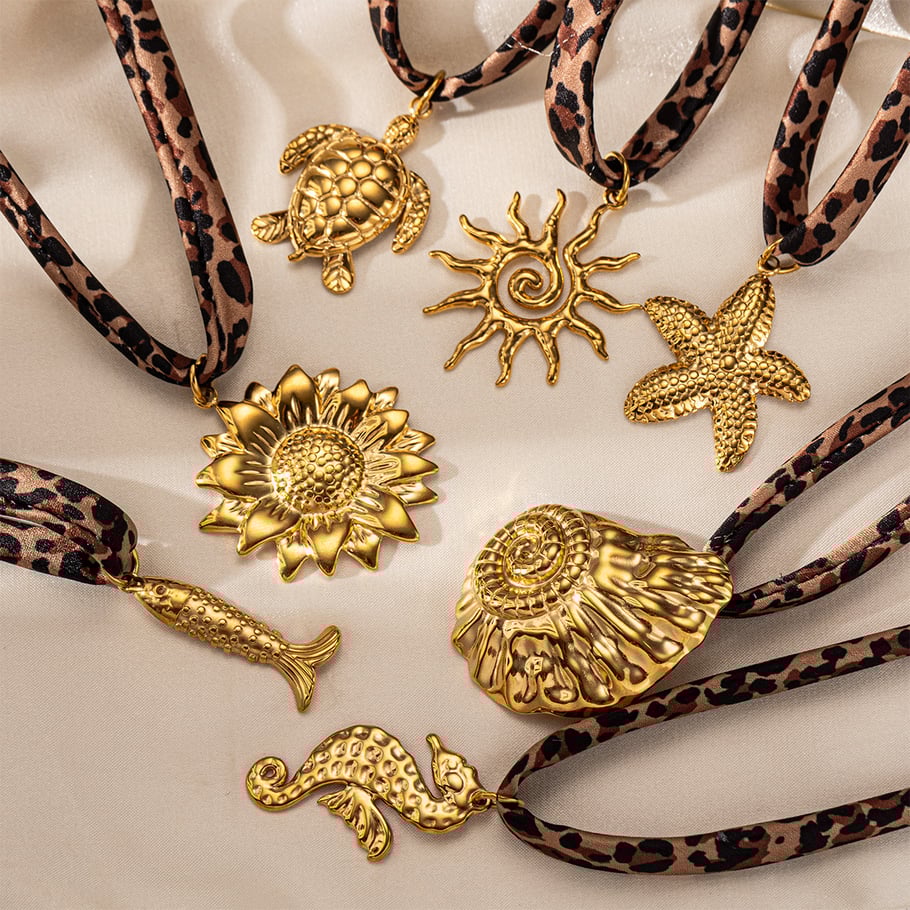 1 Piece Leopard Print Stainless Steel Gold Color Pendant Necklace Picture4