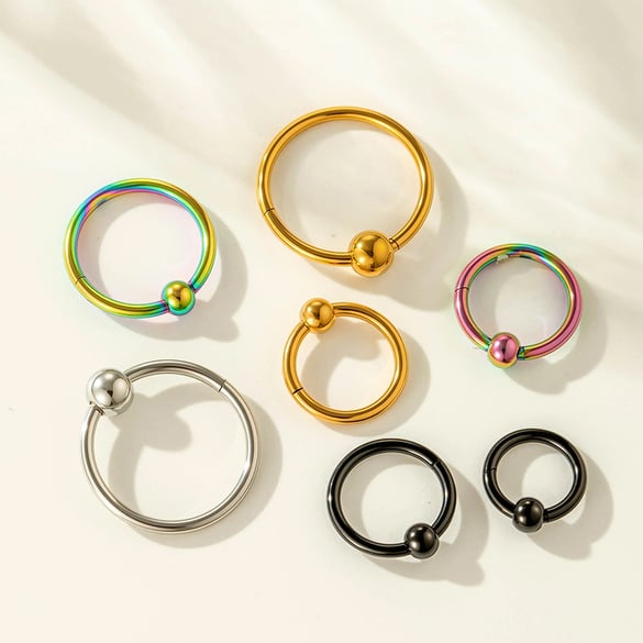 1 orecchino piercing semplice a cerchio in acciaio inossidabile color oro 2