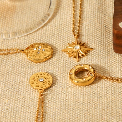 1 Piece Circle Stainless Steel Gold Color Zircon Women's Pendant Necklaces h5 Picture6