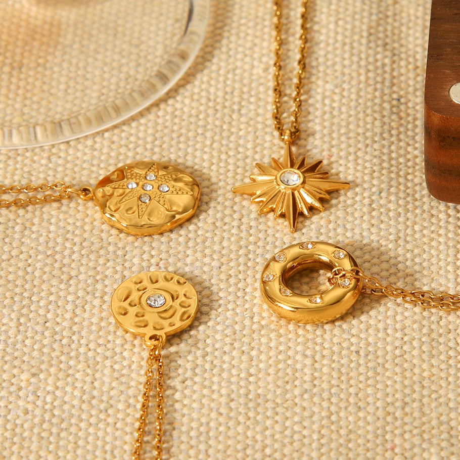 1 Piece Circle Stainless Steel Gold Color Zircon Women's Pendant Necklaces Picture6