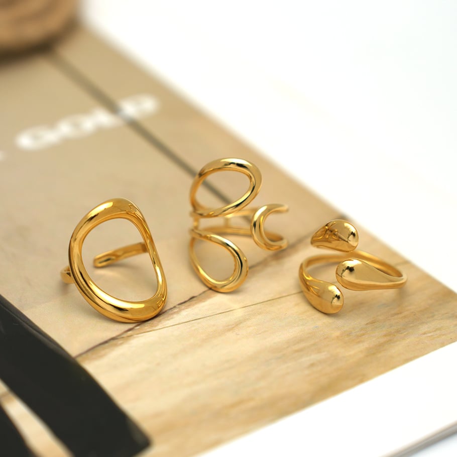 1 Piece Irregular Shape Hollowed-out Stainless Steel  Women‘s Minimalist Rings Picture3