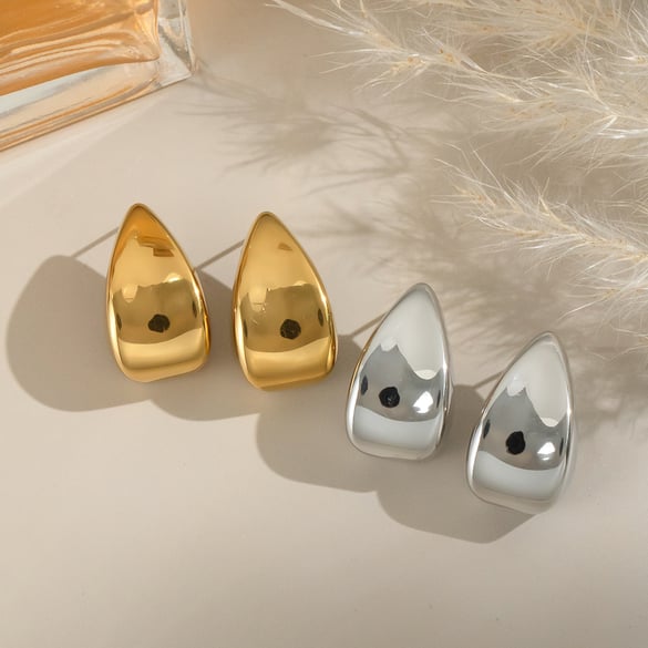 1 Pair Stainless Steel Gold Color Stud Earrings 2