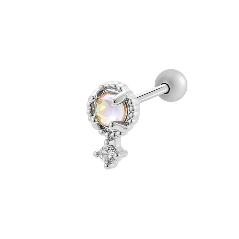 1 pieza de pendientes de perforación para mujer con circonitas de color cobre y dorado con hojas brillantes 