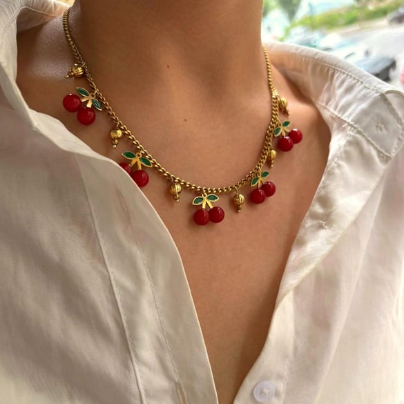 1 Piece Acrylic Cherry Pendant Necklace 2