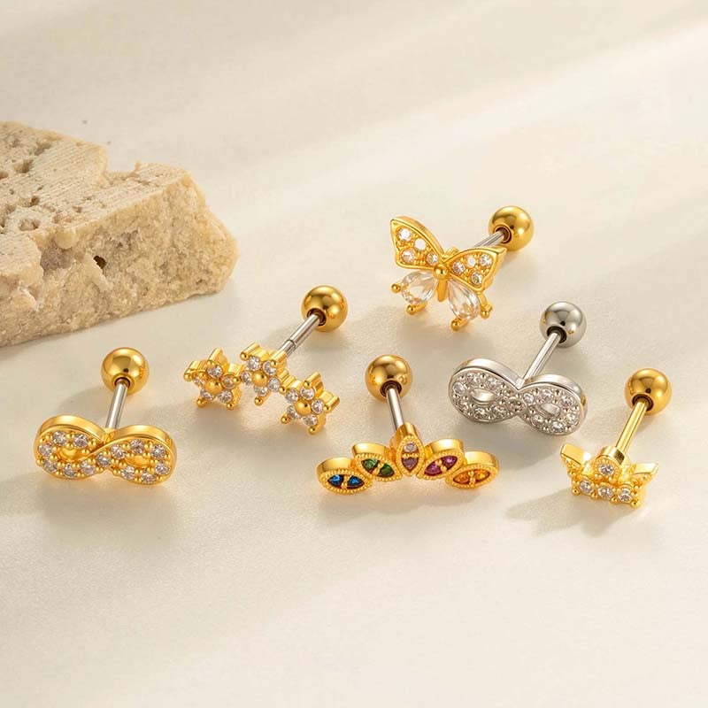 1 pieza elegante pendientes de mariposa de cobre dorado con circonitas para mujer Imagen4