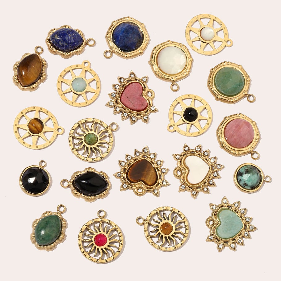 1 pieza de colgantes clásicos de piedras naturales de colores para mujer Imagen5