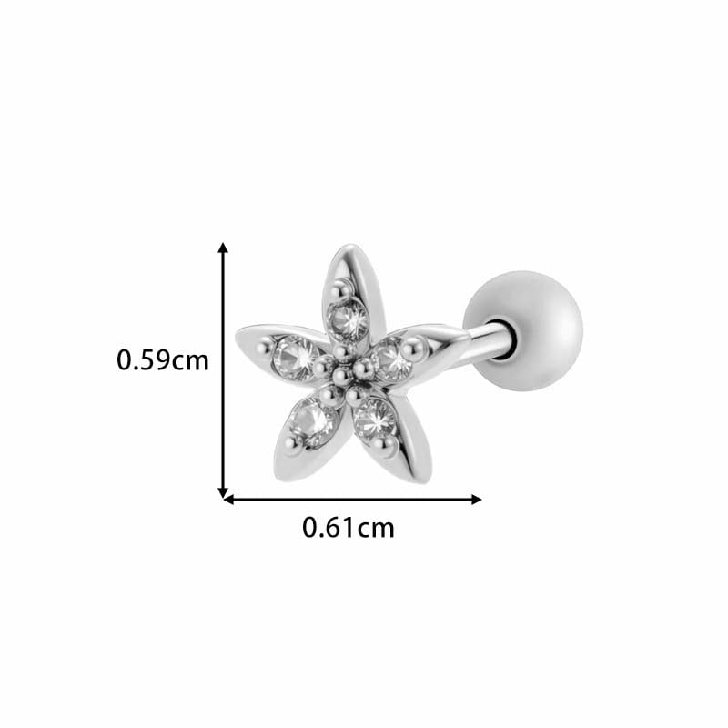 1 Adet Çiçek Bakır Altın Rengi Zirkonyum Piercing Küpe Resim2