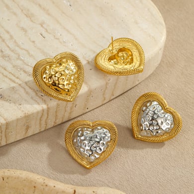 1 Pair Simple Series Simple Heart Stainless Steel Women's Stud Earrings h5 Picture3