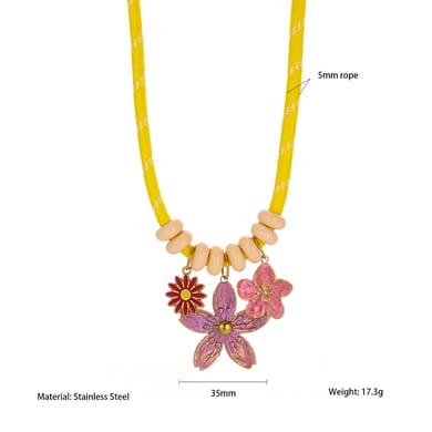 1 pezzo di collana con ciondolo a forma di fiore e stella marina in acciaio inossidabile color oro da donna h5 