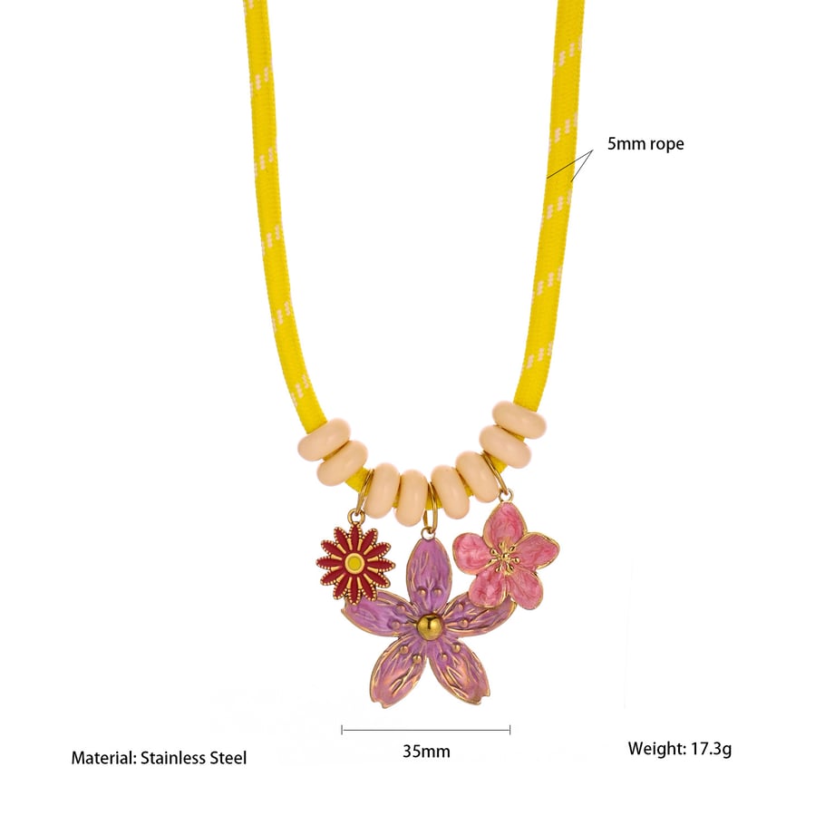 1 pezzo di collana con ciondolo a forma di fiore e stella marina in acciaio inossidabile color oro da donna 
