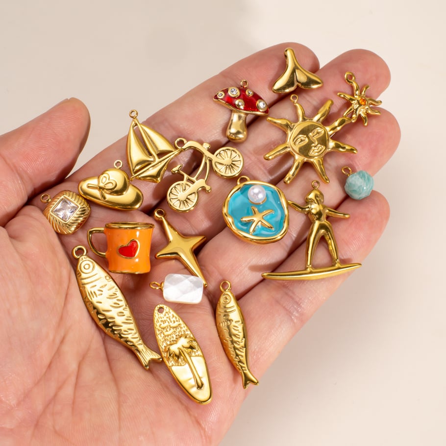 1 Piece Cute DIY Heart Figure Fish Stainless Steel  Women's Pendants Picture4