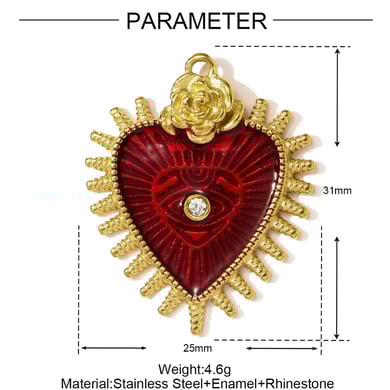 1 pieza de exquisitos colgantes de acero inoxidable con forma de corazón para mujer h5 Imagen2