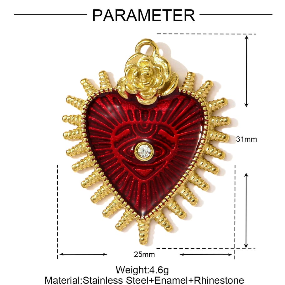 1 pieza de exquisitos colgantes de acero inoxidable con forma de corazón para mujer Imagen2