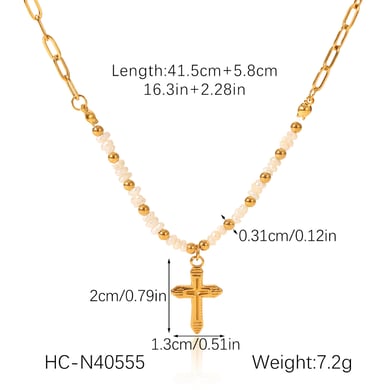1 Pair Simple Series Daily Cross Stainless Steel  Women's Pendant Necklaces h5 Picture2