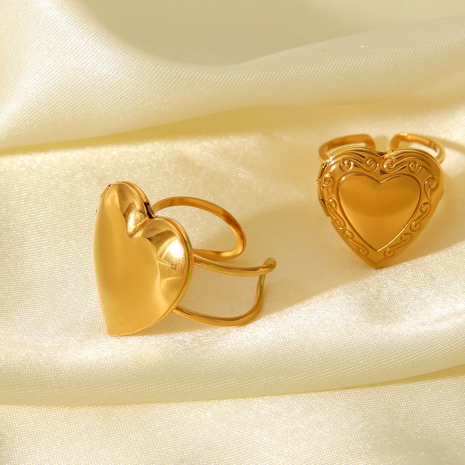 1 Stück Simple Series Daily Heart Statement-Ringe aus Edelstahl in Goldfarbe Bild5