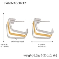 F448-Orecchini geometrici a tre strati in oro Immagine6