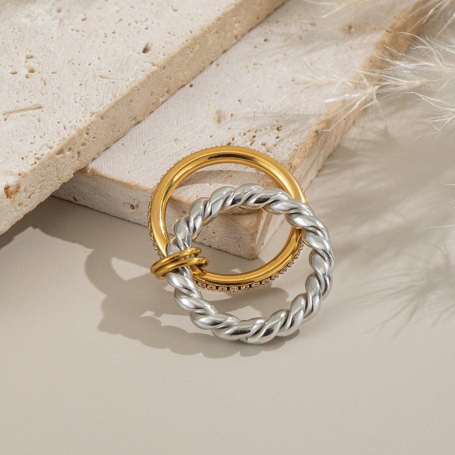 1 stuk roestvrijstalen minimalistische ring in gemengde kleuren Afbeelding4