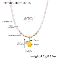 TXP288-1 lemon pearl beaded necklace 40+5cm Picture5