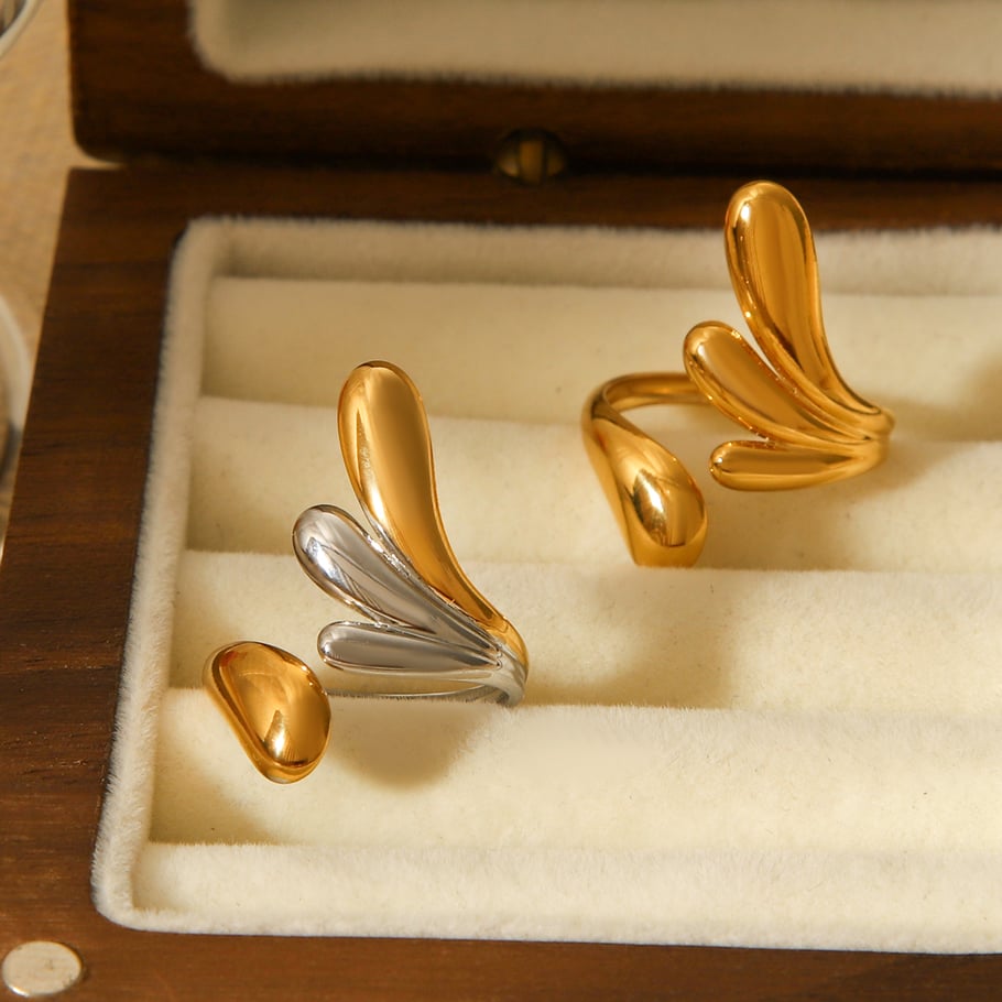 1 Piece Simple Series Daily Irregular Shape Stainless Steel Gold Color Statement Rings Picture7