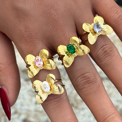 1 Stück Statement-Ringe aus Edelstahl mit Schmetterlingsmotiv in Goldfarbe h5 Bild4