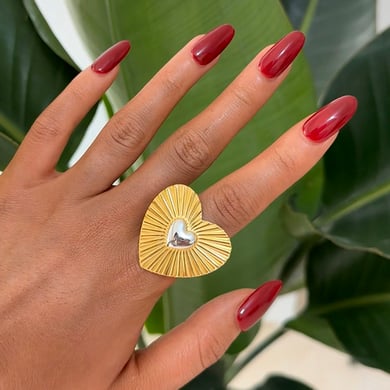 1 Piece Romantic  Simple Heart Stainless Steel  Statement Rings h5 Picture9