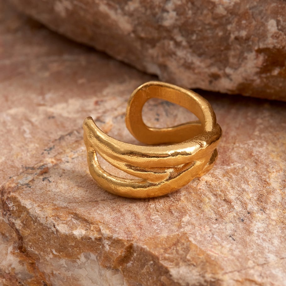 Bague minimaliste moderne en acier inoxydable couleur or, 1 pièce Image7
