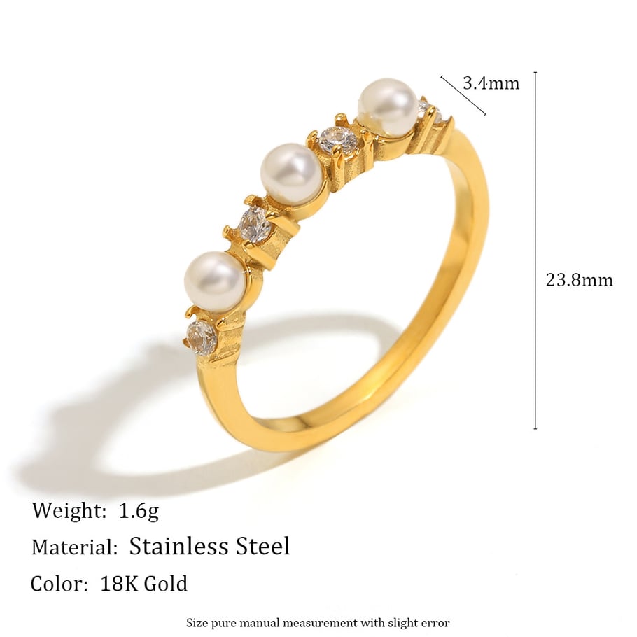 1 Piece Simple Series Elegant Circle Stainless Steel  Women's Gemstone Rings Picture2