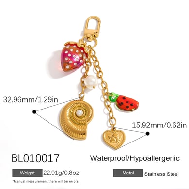 1 Piece Cute Fruit Stainless Steel Gold Color Bag Charm h5 Picture2