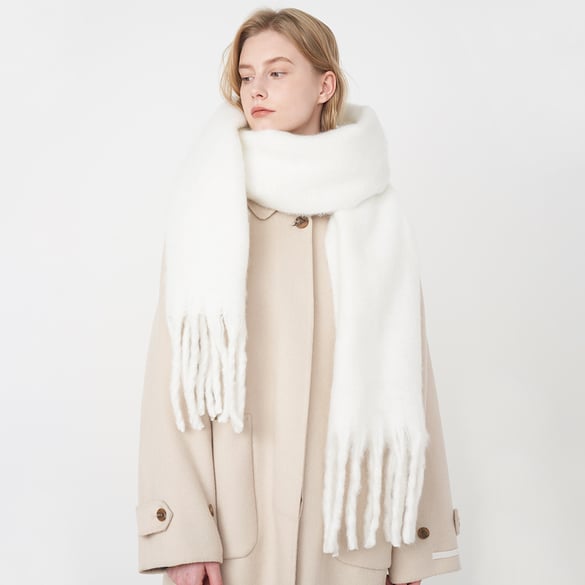 1 Stück einfache einfarbige Polyester-Winterschals für Damen 2