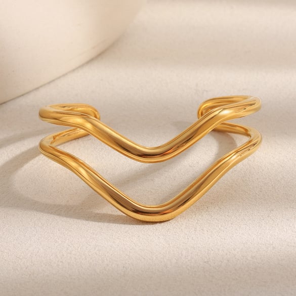 1 Piece Simple Series Daily Lines Stainless Steel Women's Bangles 2