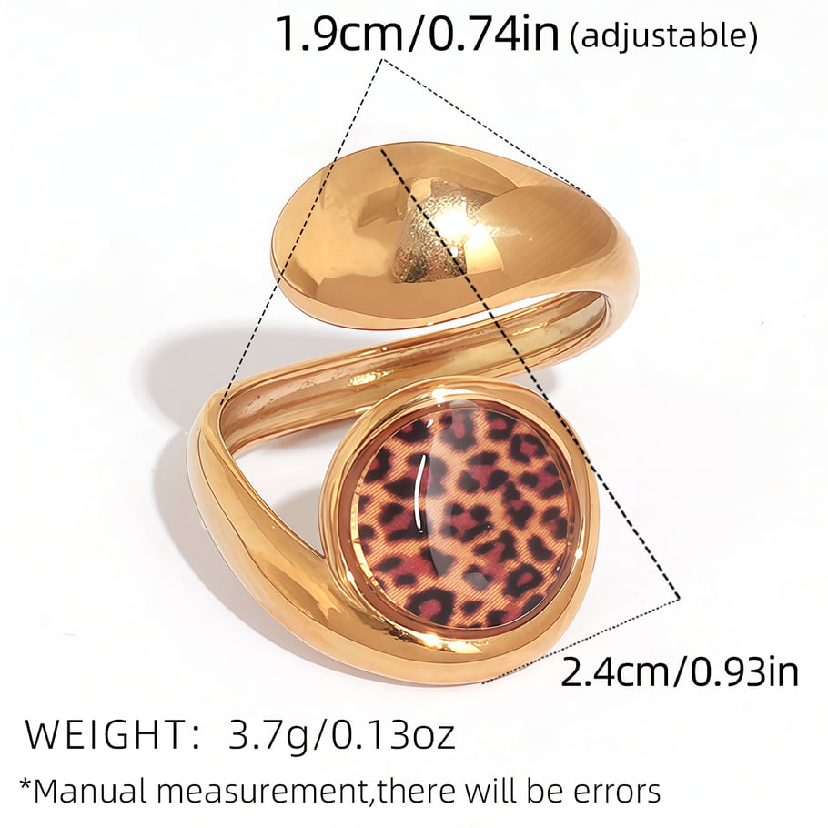 1 pezzo semplice casual leopardato anelli in acciaio inossidabile Immagine2