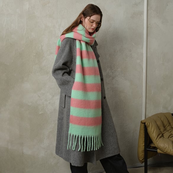 1 Stück Retro-Streifen-Rayon-Winterschals für Damen 2