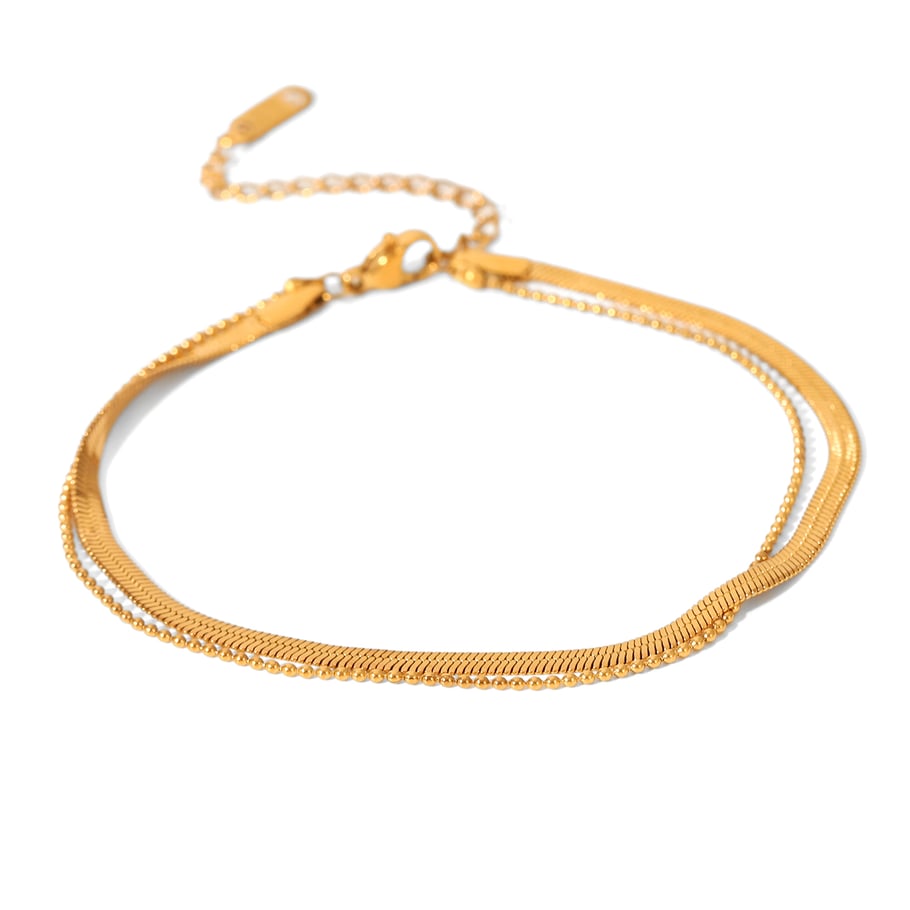 1 paar Simple Series Daily Solid Color roestvrijstalen goudkleurige enkelbandjes 