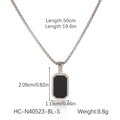 1 Piece Simple Series Daily Rectangle Stainless Steel  Natural Stone Women's Pendant Necklaces h5 Picture2