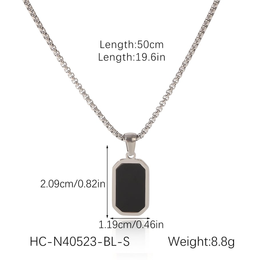 1 Piece Simple Series Daily Rectangle Stainless Steel  Natural Stone Women's Pendant Necklaces Picture2