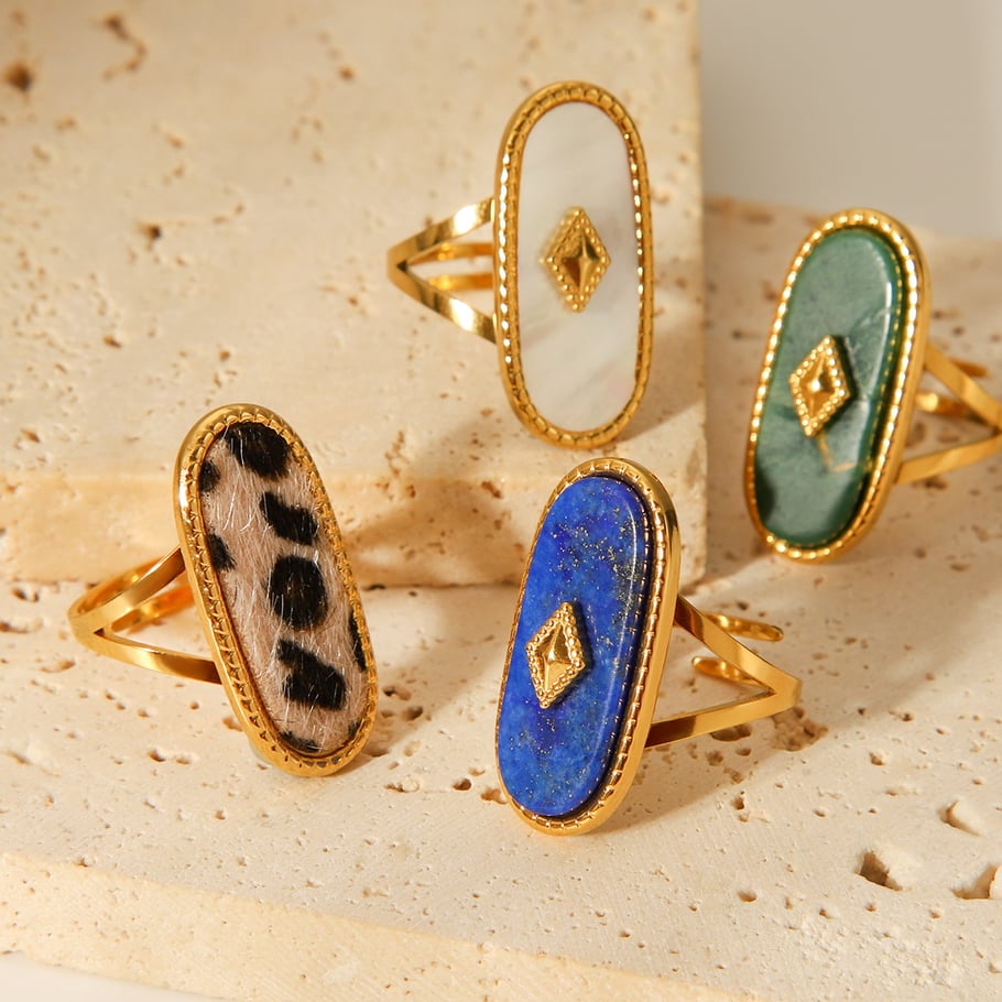 1 Piece Simple Series Daily Irregular Shape Stainless Steel Shell Statement Rings h5Picture3