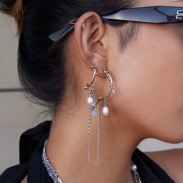 1 Pair Luxurious Tassel Stainless Steel Gold&Silver Color Women's Drop Earrings