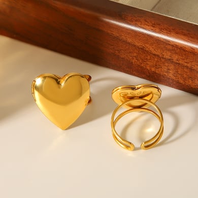 1 Stück Simple Series Daily Heart Statement-Ringe aus Edelstahl in Goldfarbe h5 Bild8