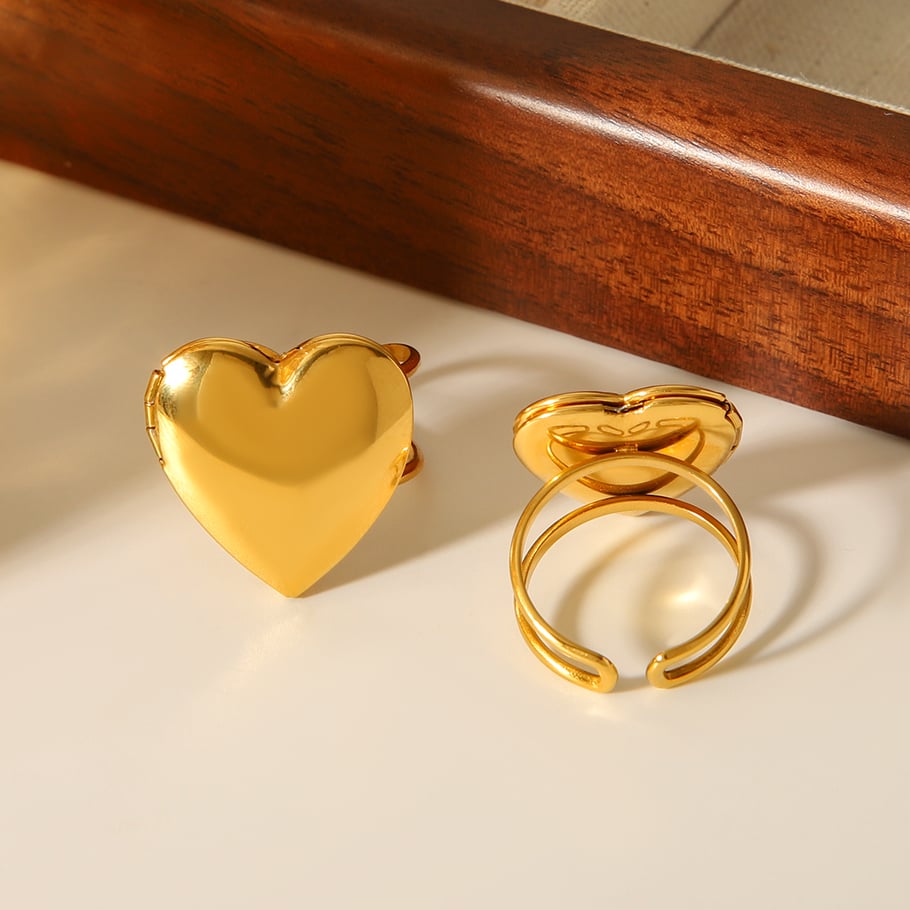 1 Stück Simple Series Daily Heart Statement-Ringe aus Edelstahl in Goldfarbe Bild8